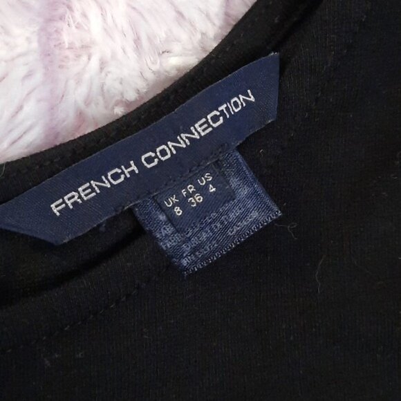 French Connection Black Coral Heather Grey Color Block Cap Sleeve Pencil Dress 4 - Picture 3 of 7